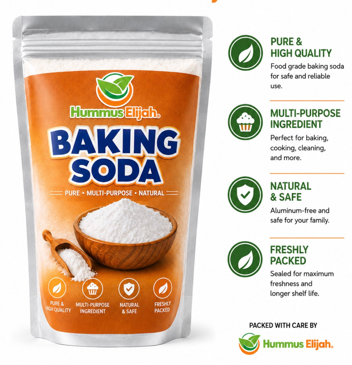 Baking Soda (Sodium Bicarbonate) | Premium Food Grade | Multipurpose Baking & Cooking
