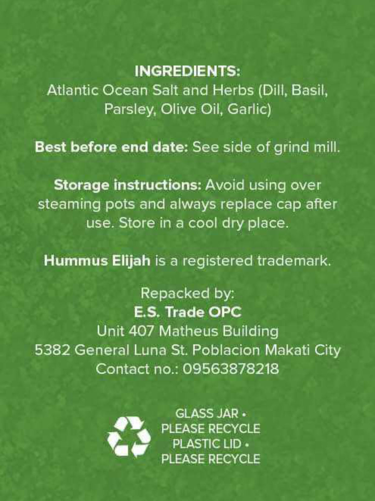 Mediterranean Style Seasoned Salt Blend (with adjustable Grinder)