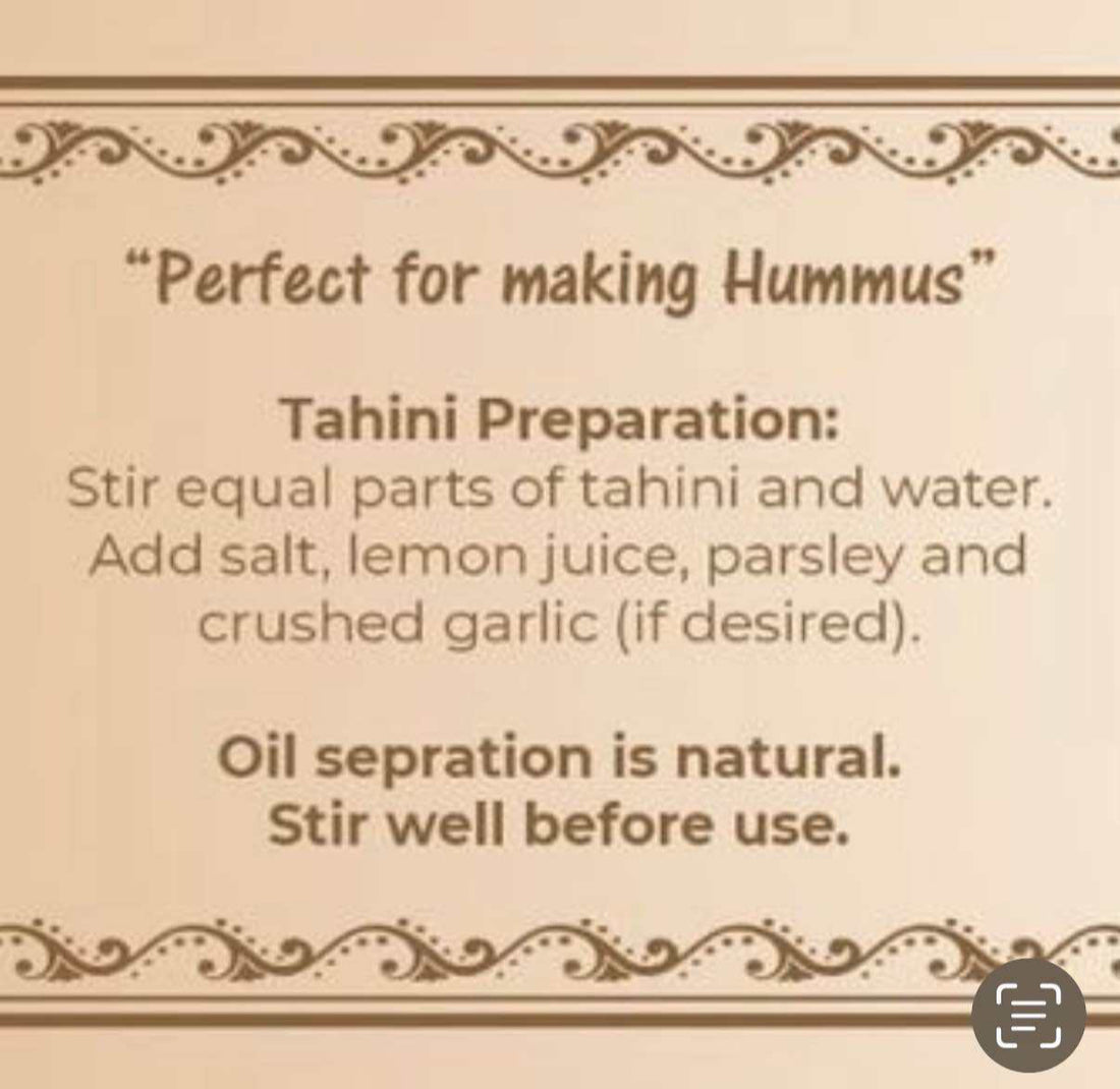 Sesame Tahini -100% Crushed Sesame